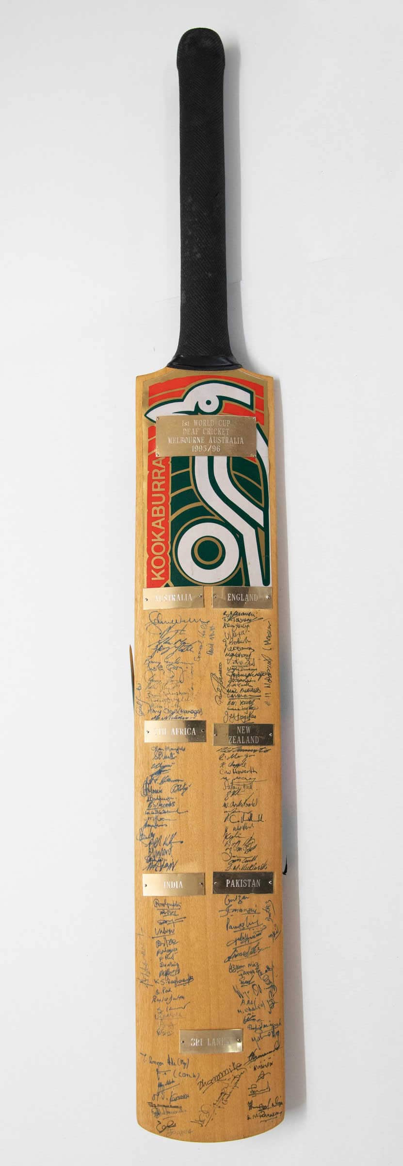 Signed Kookaburra Cricket Bat: 1st World Cup, Deaf Cricket 